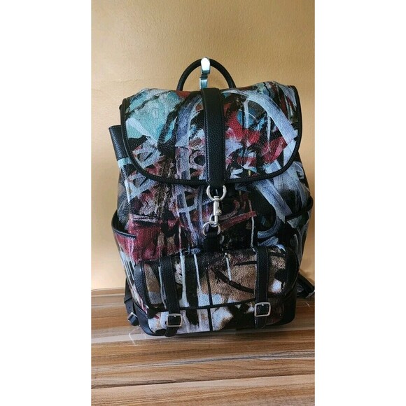 COACH MINT + SERF CARRIAGE BACKPACK Black Multicolor Graffiti Unisex CD676 NWT main image 5